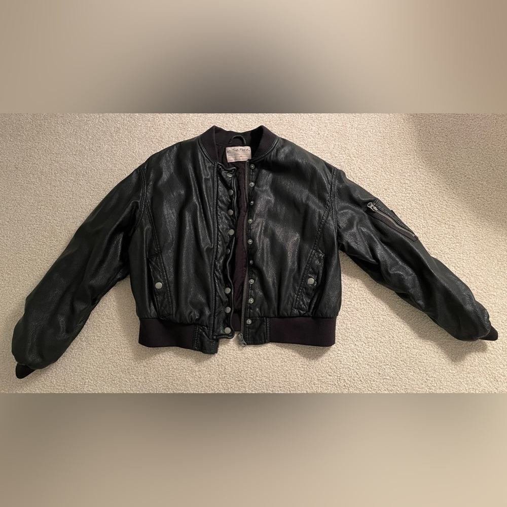 Free People Vegan Leather Jacket - lightly worn, like new!